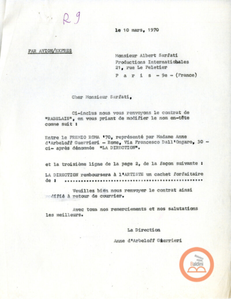 Compagnia Renaud-Barrault - corrispondenza