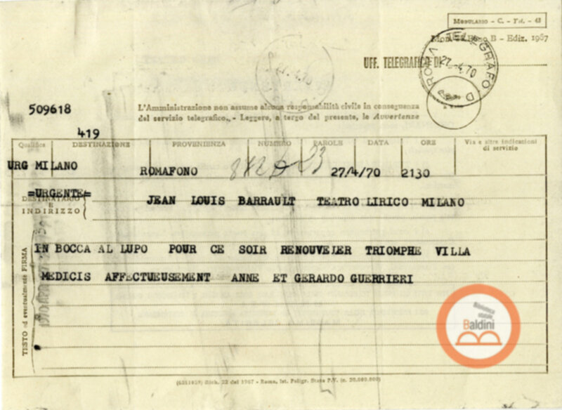 Compagnia Renaud-Barrault - corrispondenza