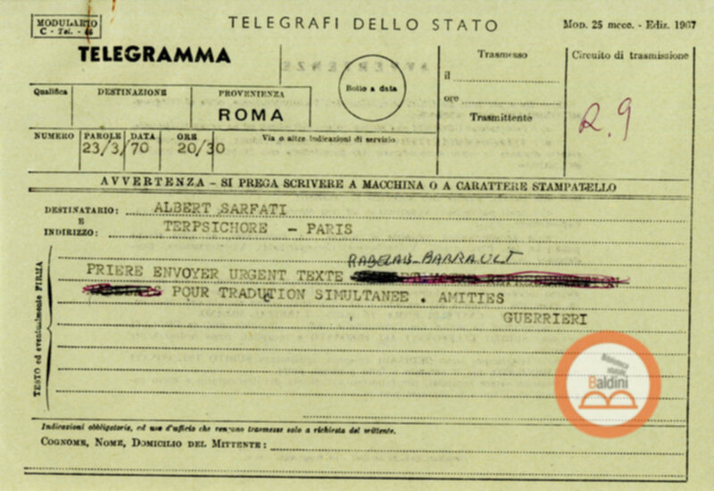 Compagnia Renaud-Barrault - corrispondenza