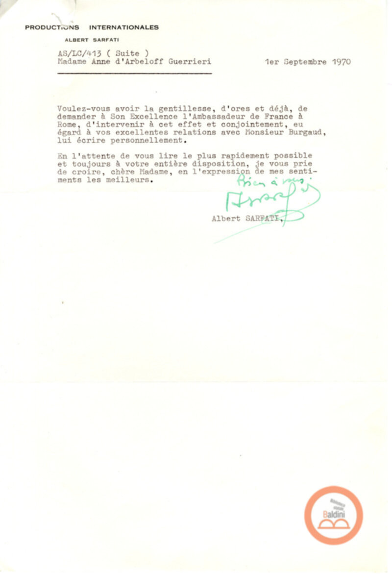 Compagnia Renaud-Barrault - corrispondenza