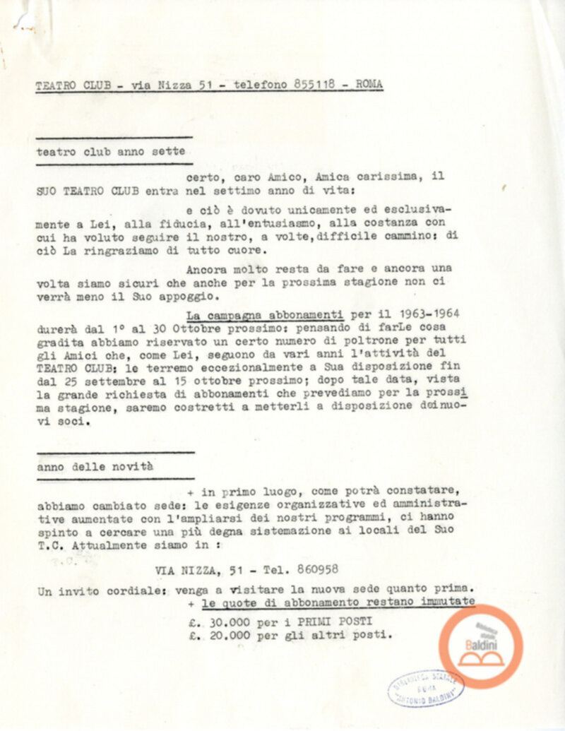 Programmazione della stagione 1963-1964.