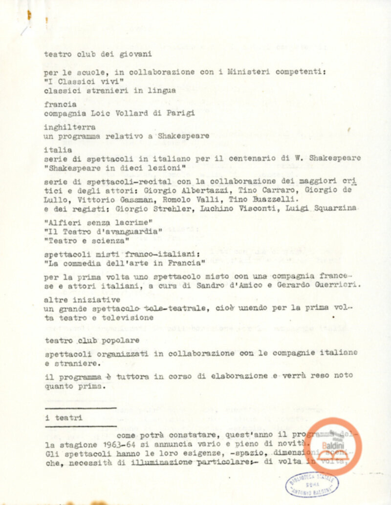 Programmazione della stagione 1963-1964.