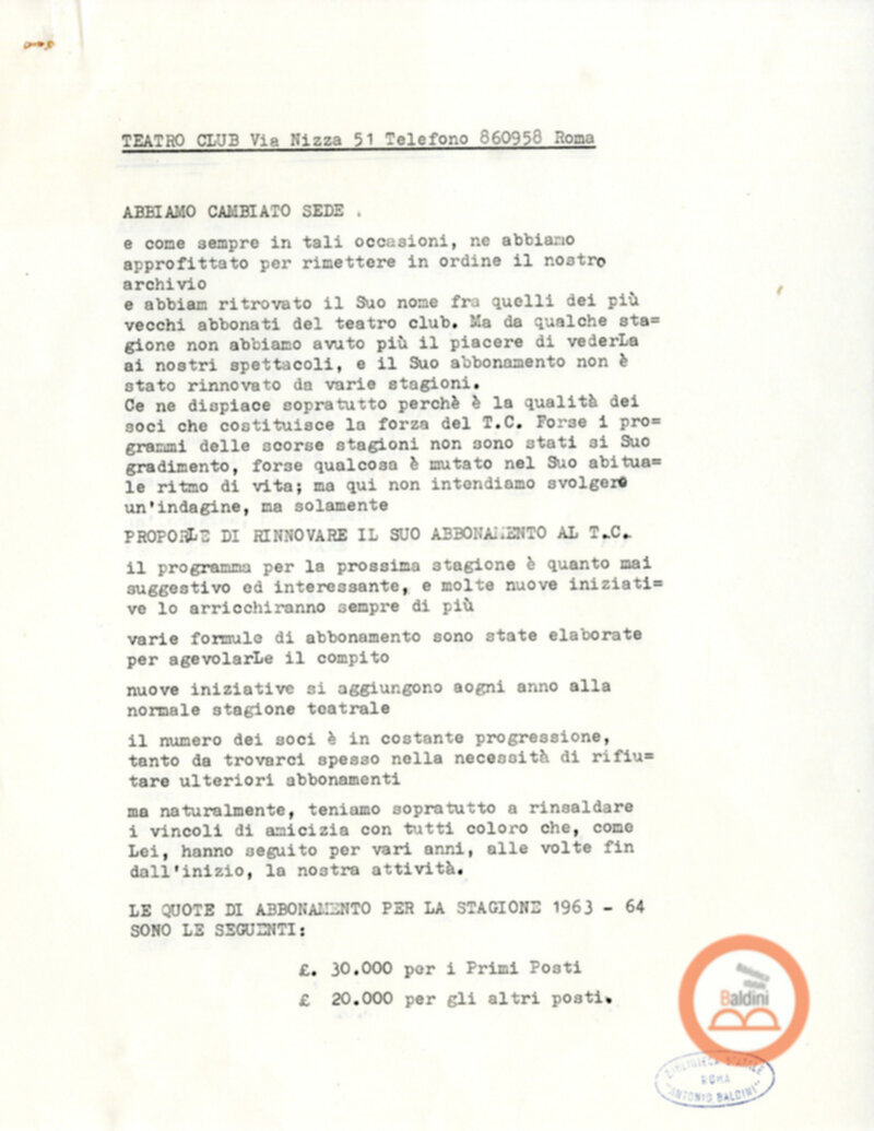 Programmazione della stagione 1963-1964.