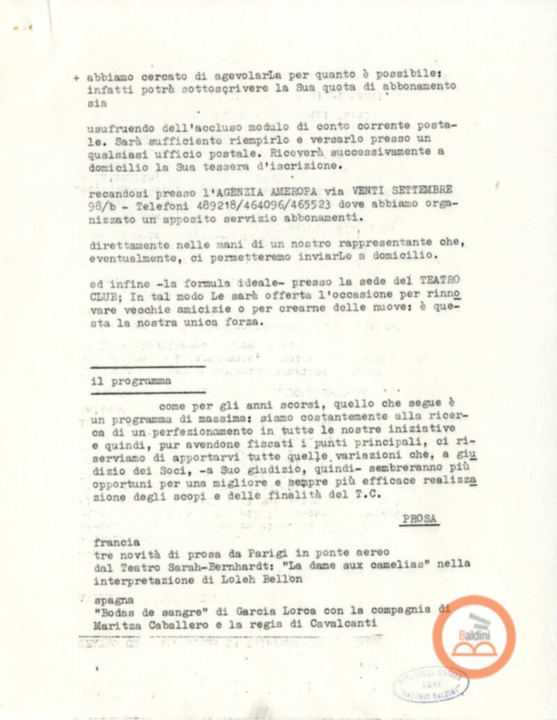 Programmazione della stagione 1963-1964.