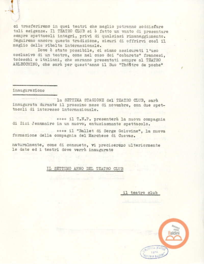 Programmazione della stagione 1963-1964.