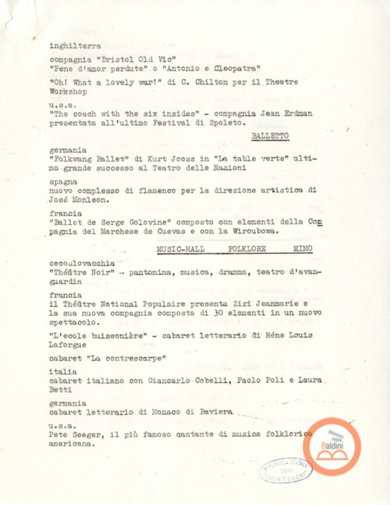 Programmazione della stagione 1963-1964.
