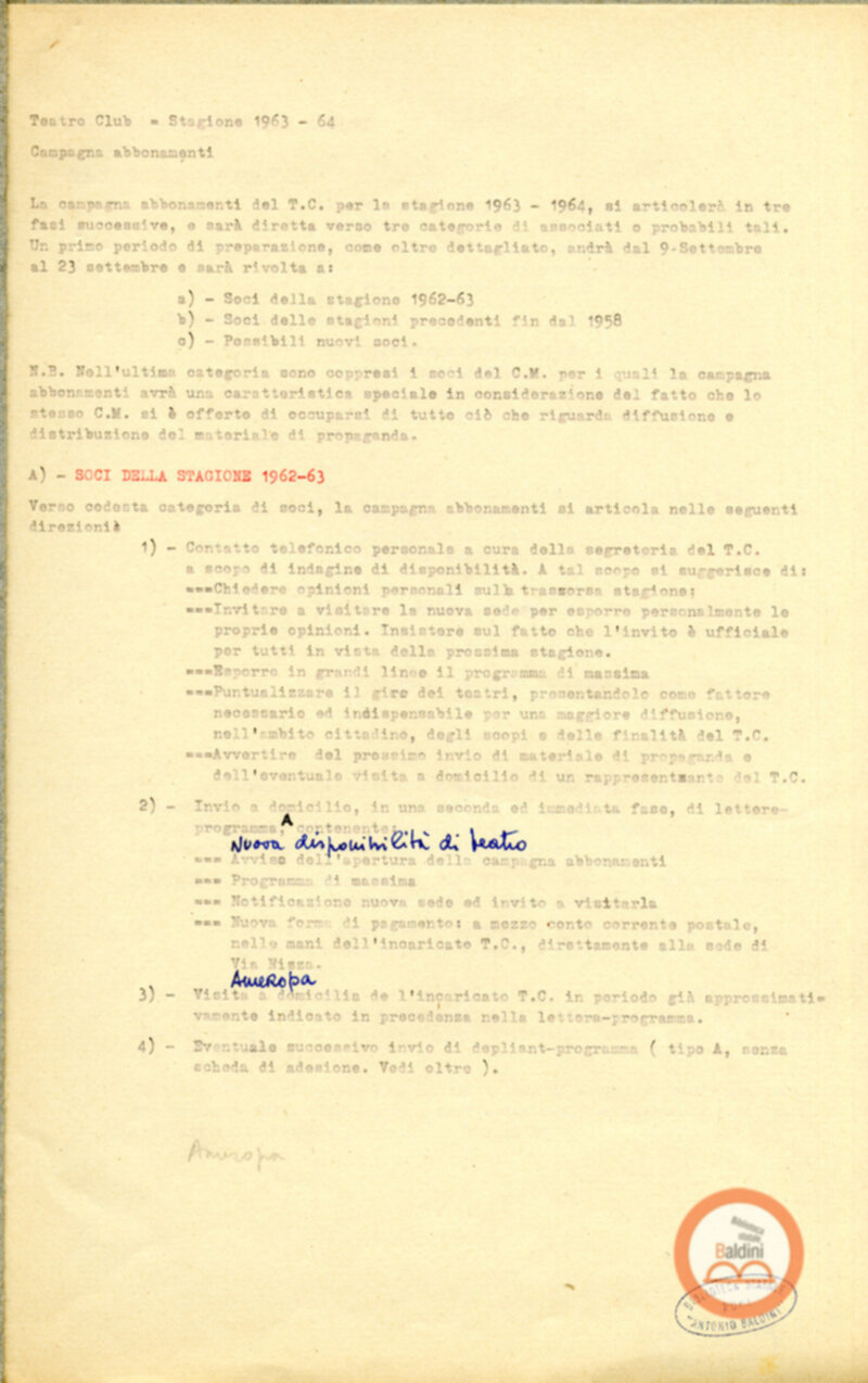 Campagna abbonamenti - stagione 1963-1964.