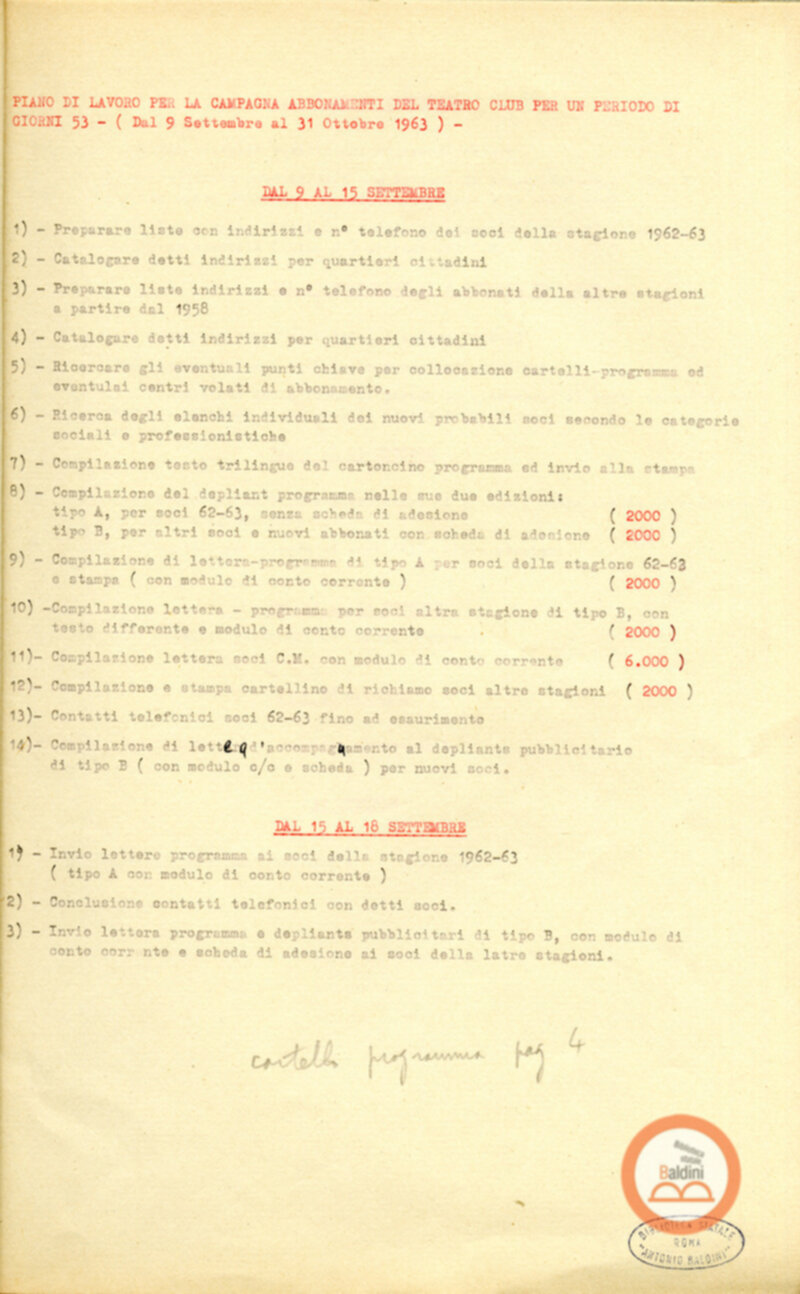 Campagna abbonamenti - stagione 1963-1964.