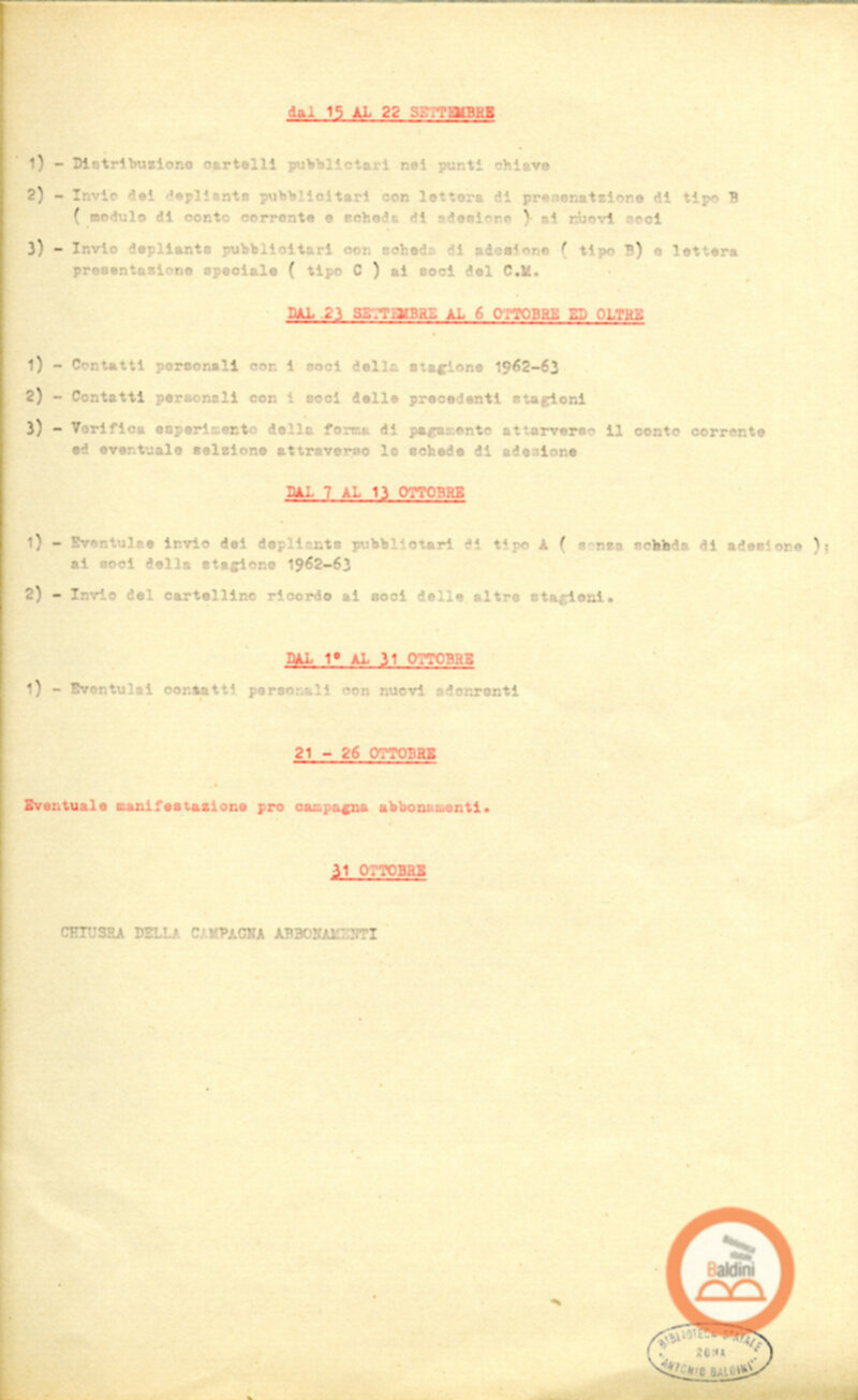 Campagna abbonamenti - stagione 1963-1964.