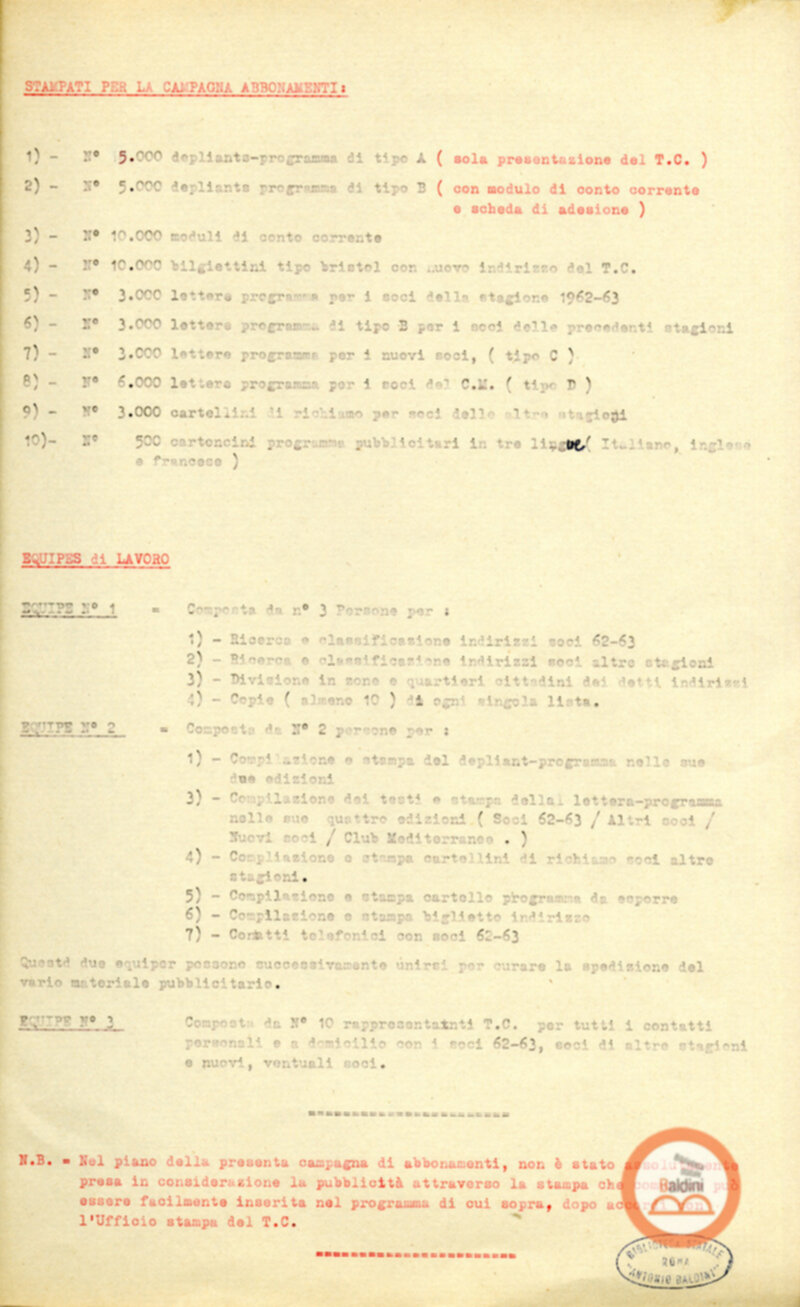 Campagna abbonamenti - stagione 1963-1964.