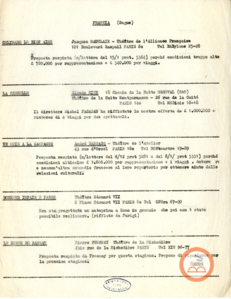 Spettacoli di artisti francesi