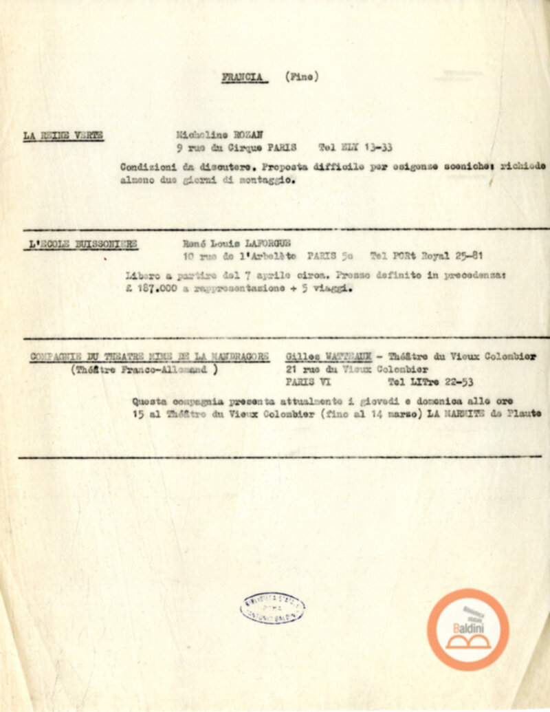 Spettacoli di artisti francesi