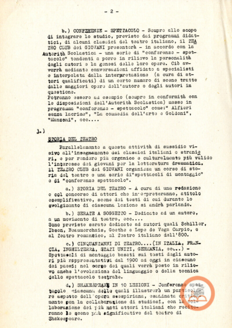 Programma del Teatro Club dei giovani (1963)