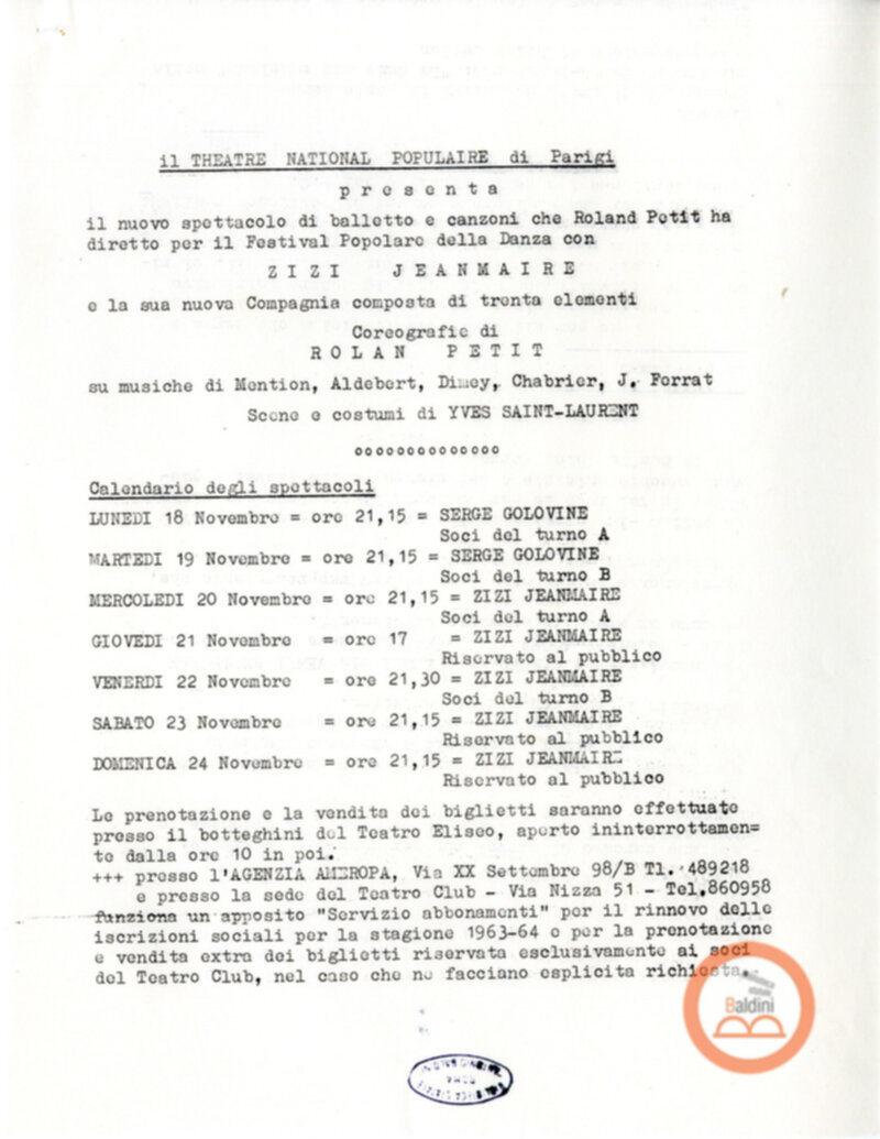 Bozza del programma Ballet Serge Golovine