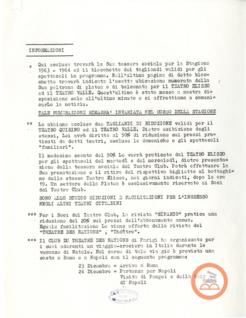 Bozza del programma Ballet Serge Golovine