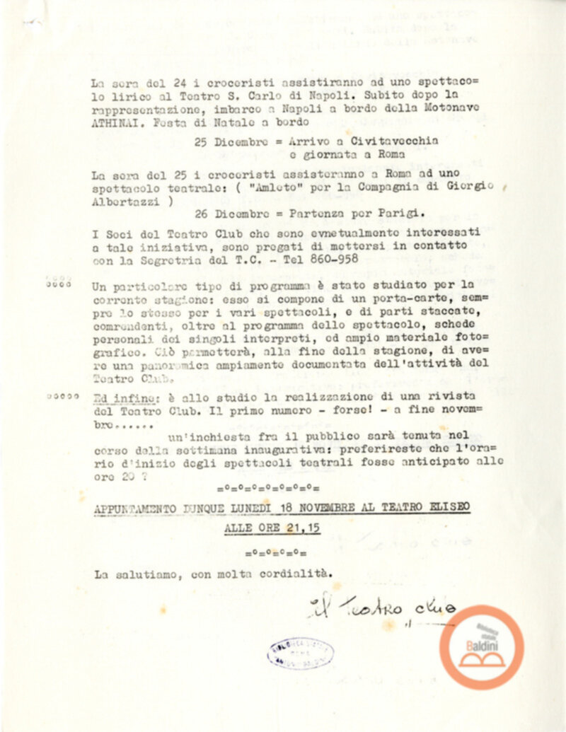 Bozza del programma Ballet Serge Golovine