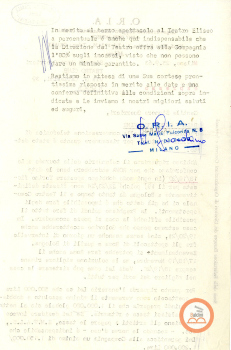 Calendario della turnée della Compagnia di Serge Golovine in Italia