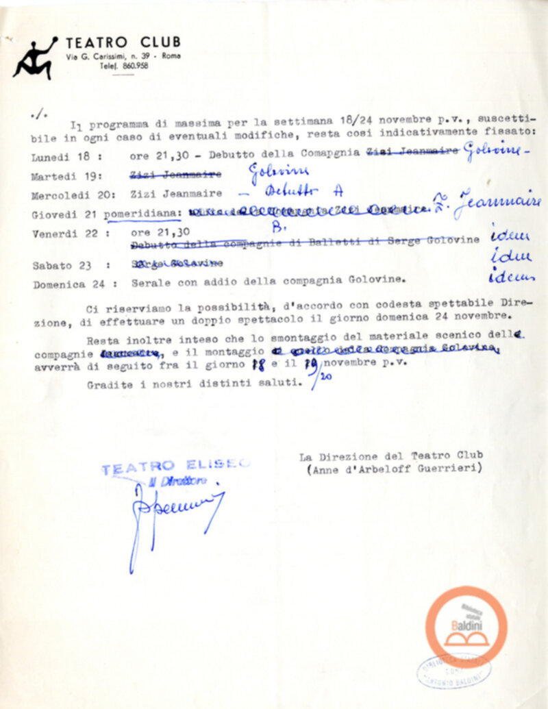 Convenzione Teatro Eliseo - Teatro Club (18-24 novembre 1963)