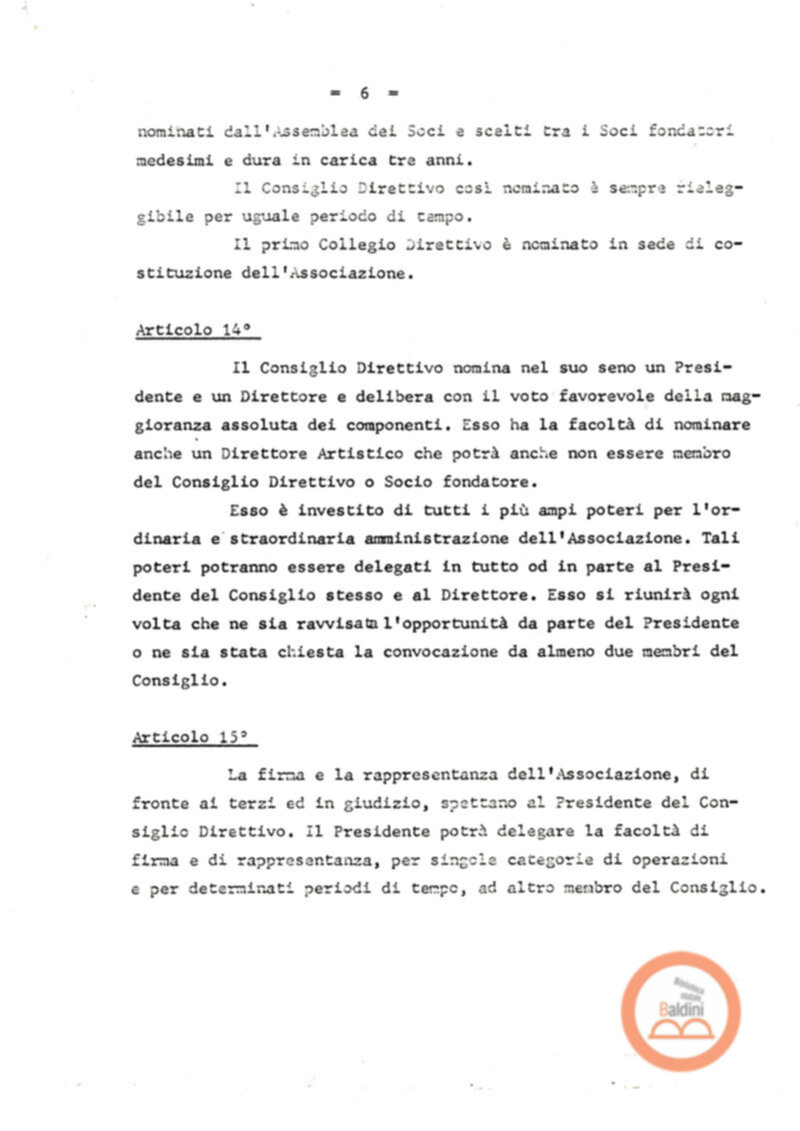 Statuto dell'Associazione di Cultura Teatrale Americana (ACTA), Teatro Club "Premio Roma".