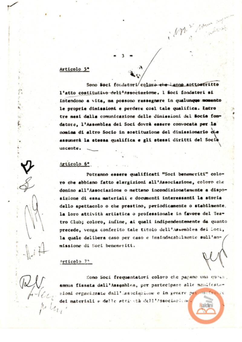 Statuto dell'Associazione di Cultura Teatrale Americana (ACTA), Teatro Club "Premio Roma".