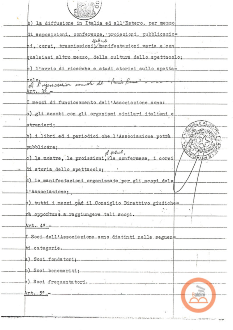 Statuto dell'Associazione di Cultura Teatrale Americana (ACTA), Teatro Club "Premio Roma".