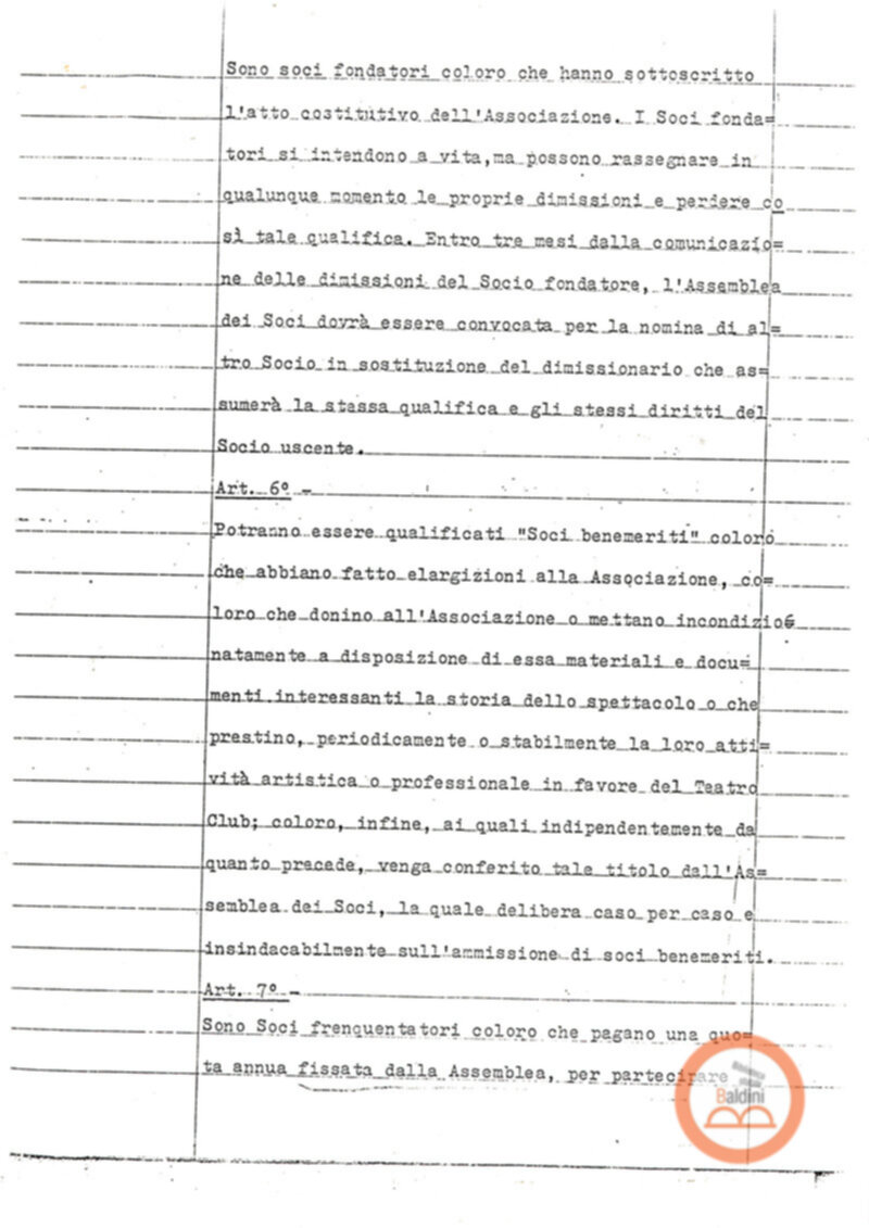 Statuto dell'Associazione di Cultura Teatrale Americana (ACTA), Teatro Club "Premio Roma".