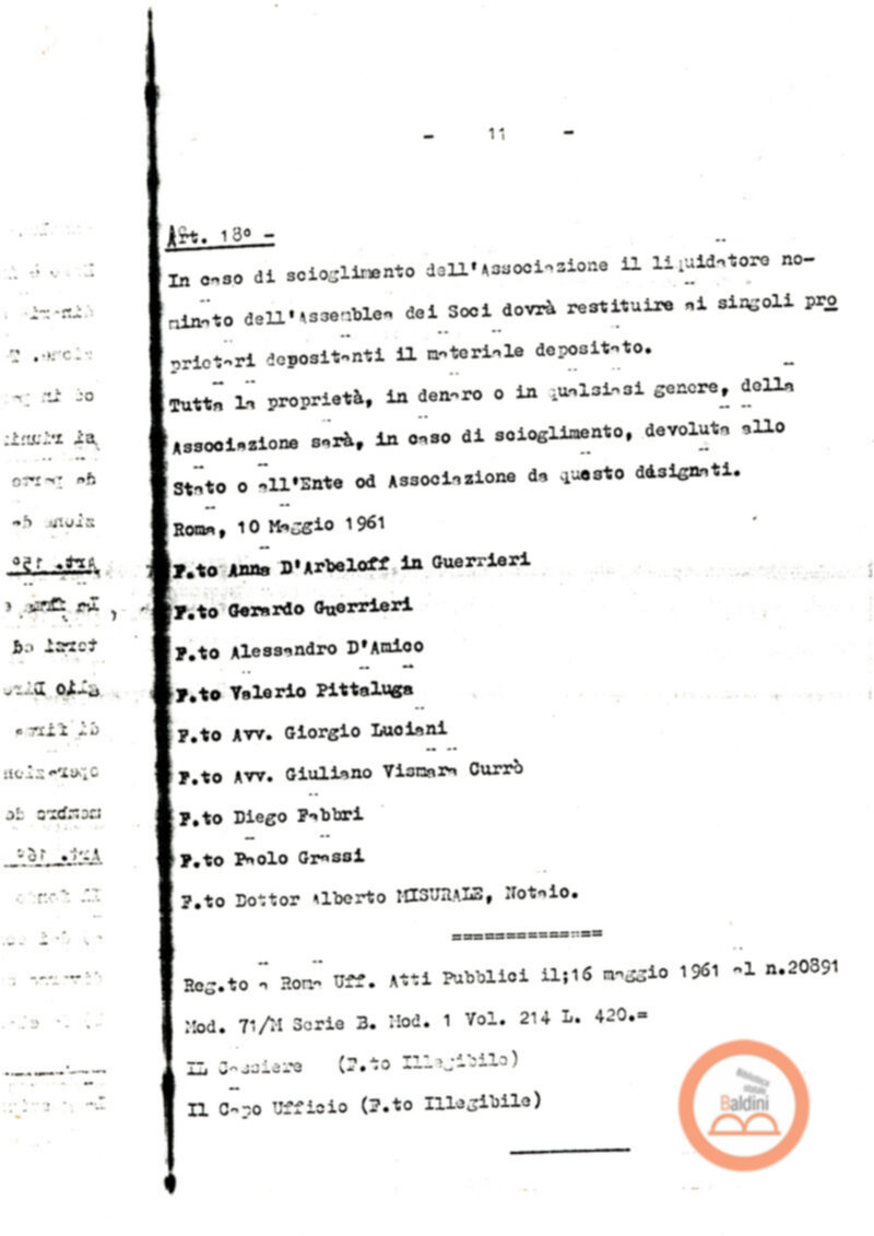 Statuto dell'Associazione di Cultura Teatrale Americana (ACTA), Teatro Club "Premio Roma".