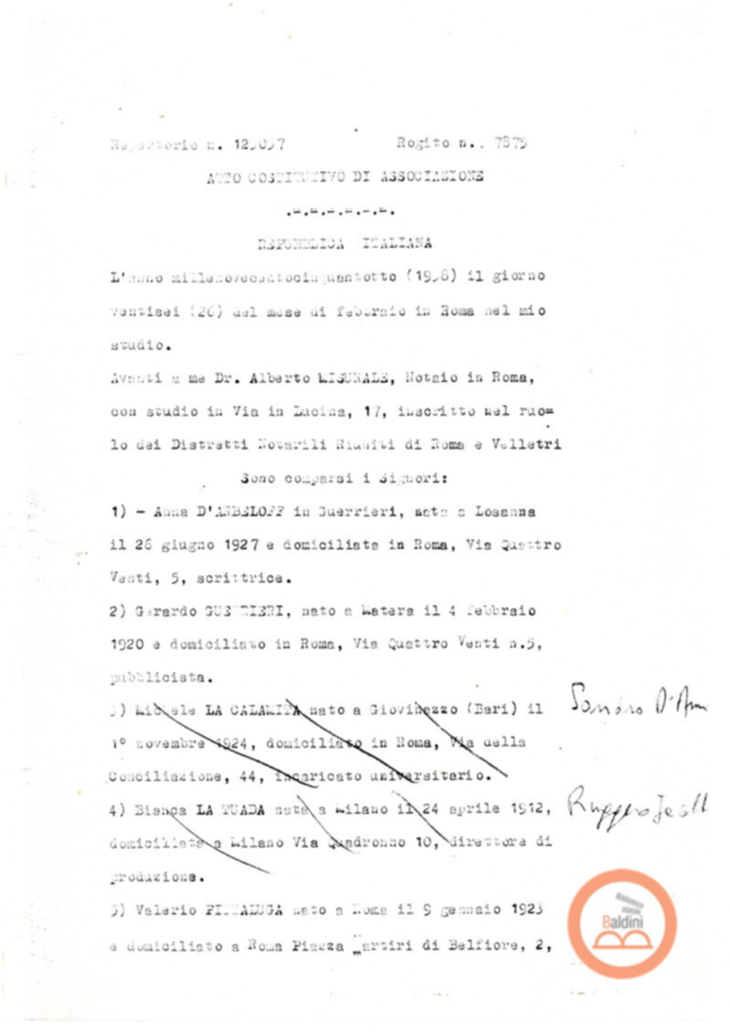 Statuto dell'Associazione di Cultura Teatrale Americana (ACTA), Teatro Club "Premio Roma".