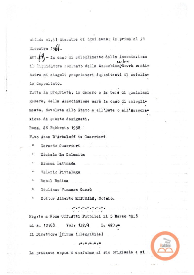 Statuto dell'Associazione di Cultura Teatrale Americana (ACTA), Teatro Club "Premio Roma".