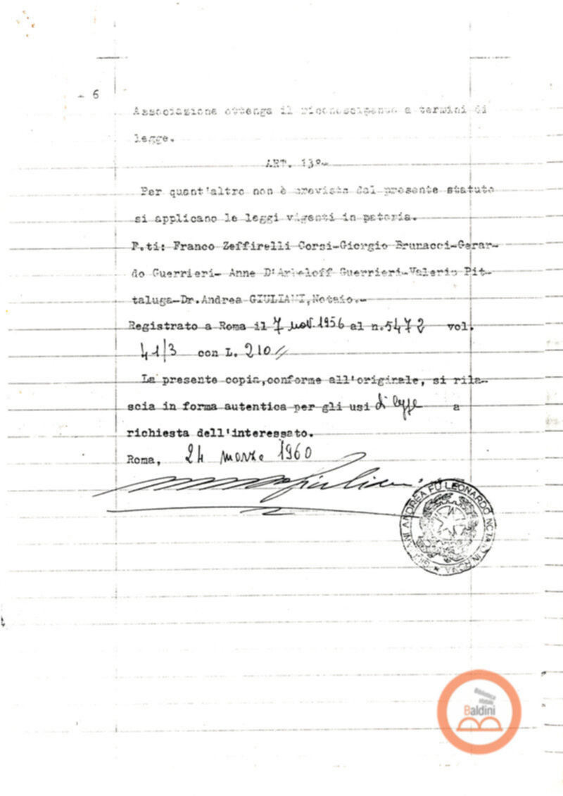 Statuto dell'Associazione di Cultura Teatrale Americana (ACTA), Teatro Club "Premio Roma".