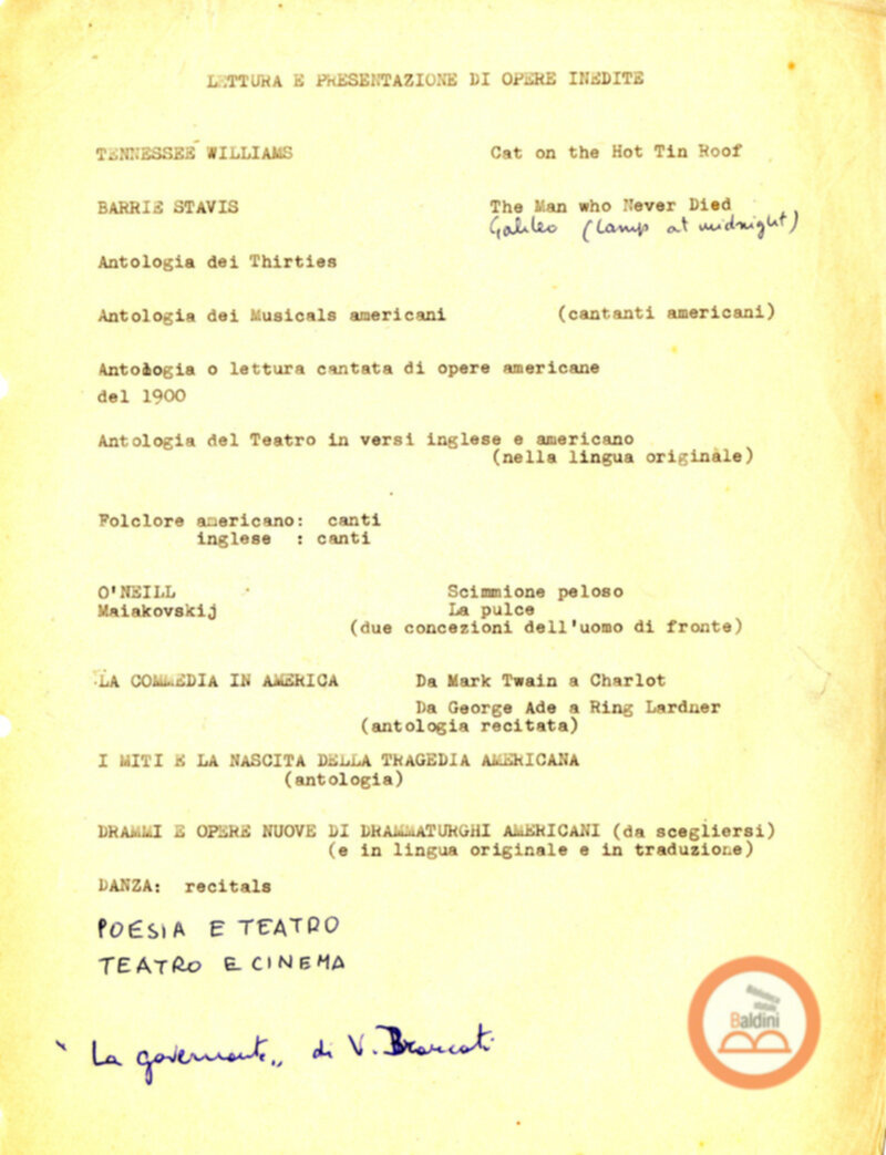 Stagione 1957-1958 - programma