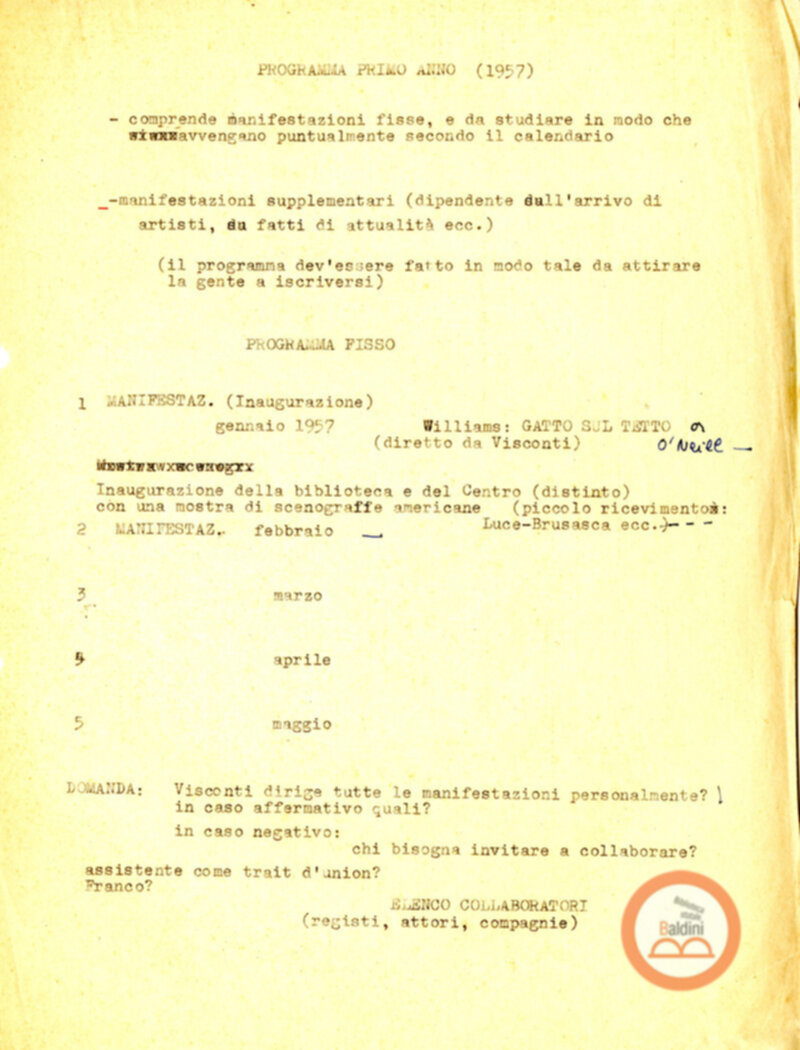 Stagione 1957-1958 - programma