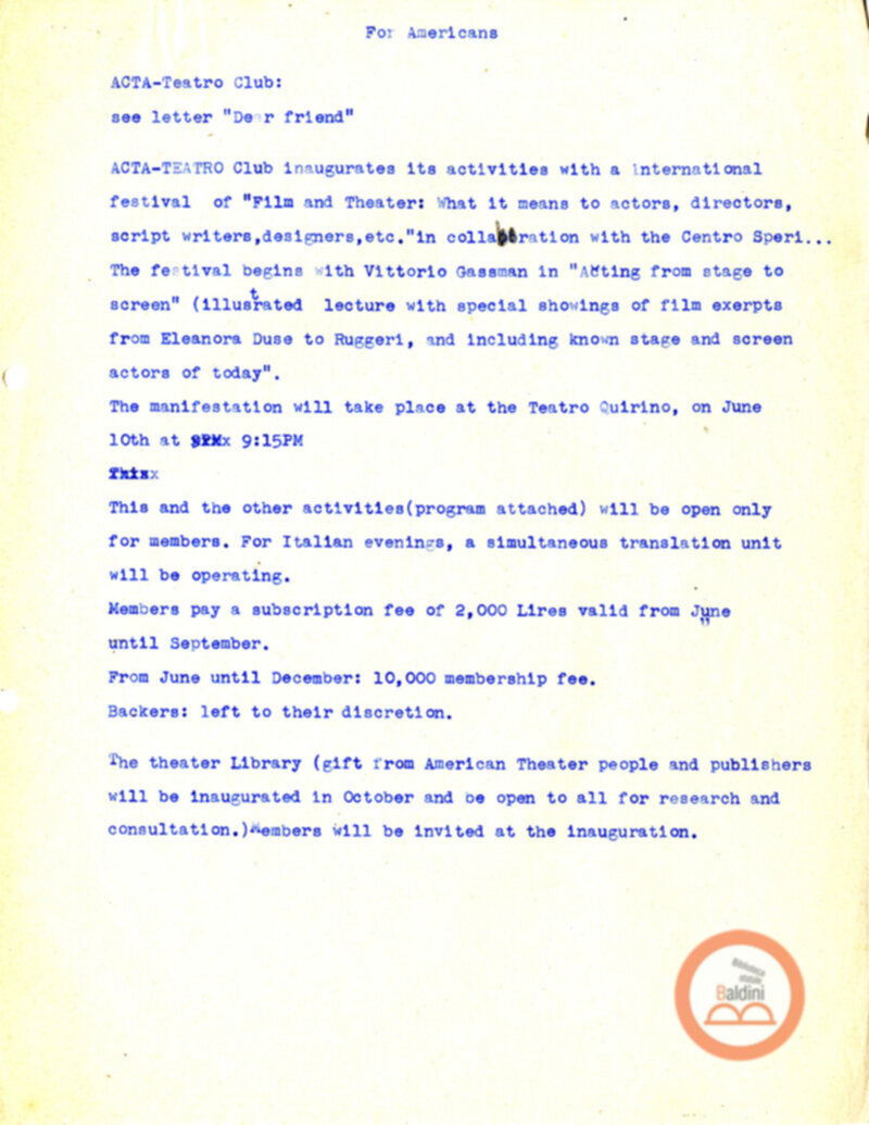 Associazione di Cultura Teatrale Americana (ACTA)