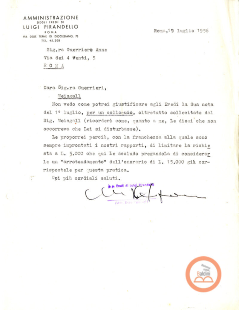 Corrispondenza di Anne d'Arbeloff e Gerardo Guerrieri con Barrie Stavis relativa allo spettacolo "Illumination of Versailles".