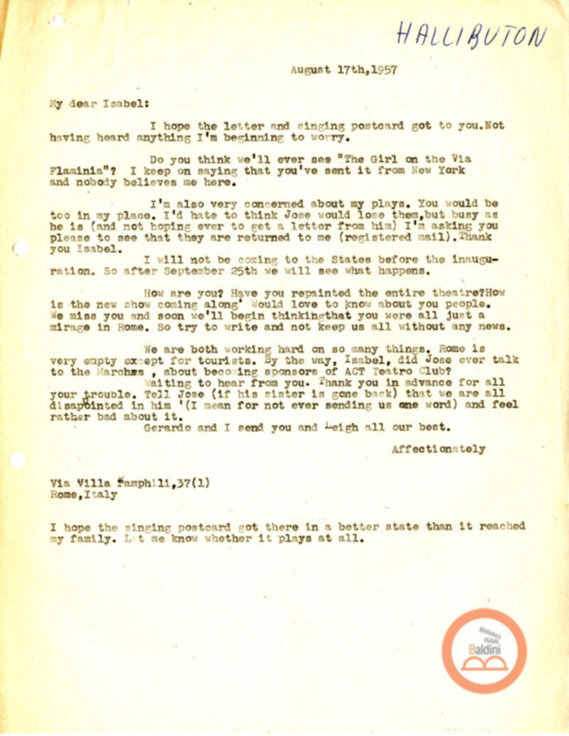 Corrispondenza d'Arbeloff - Isabel Hallibuton