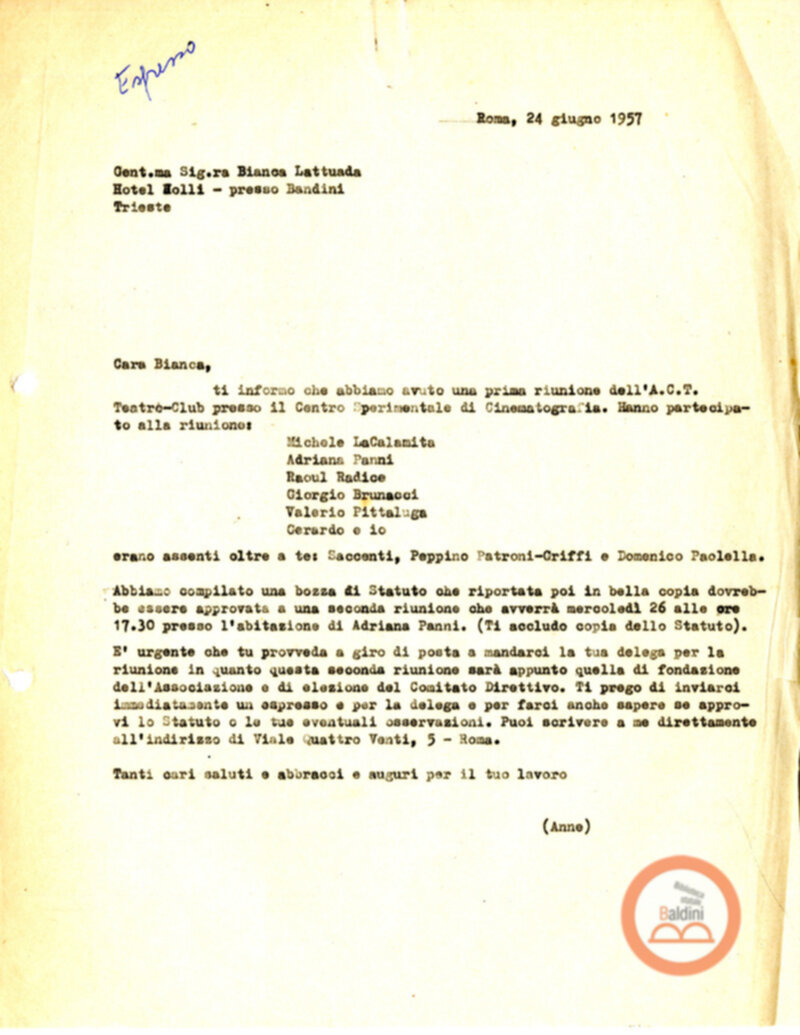 Corrispondenza con Bianca e Alberto Lattuada