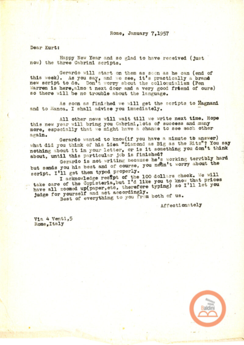 Corrispondenza con Kurt Hirsch