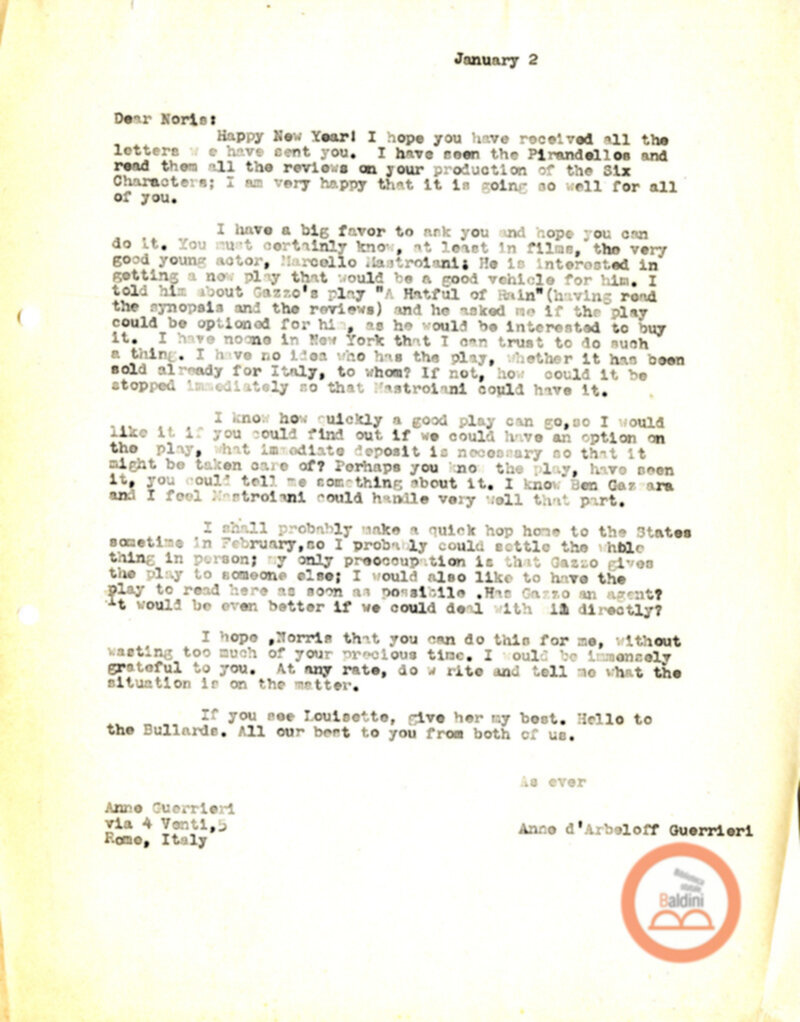 Corrispondenza con Houghton Norris