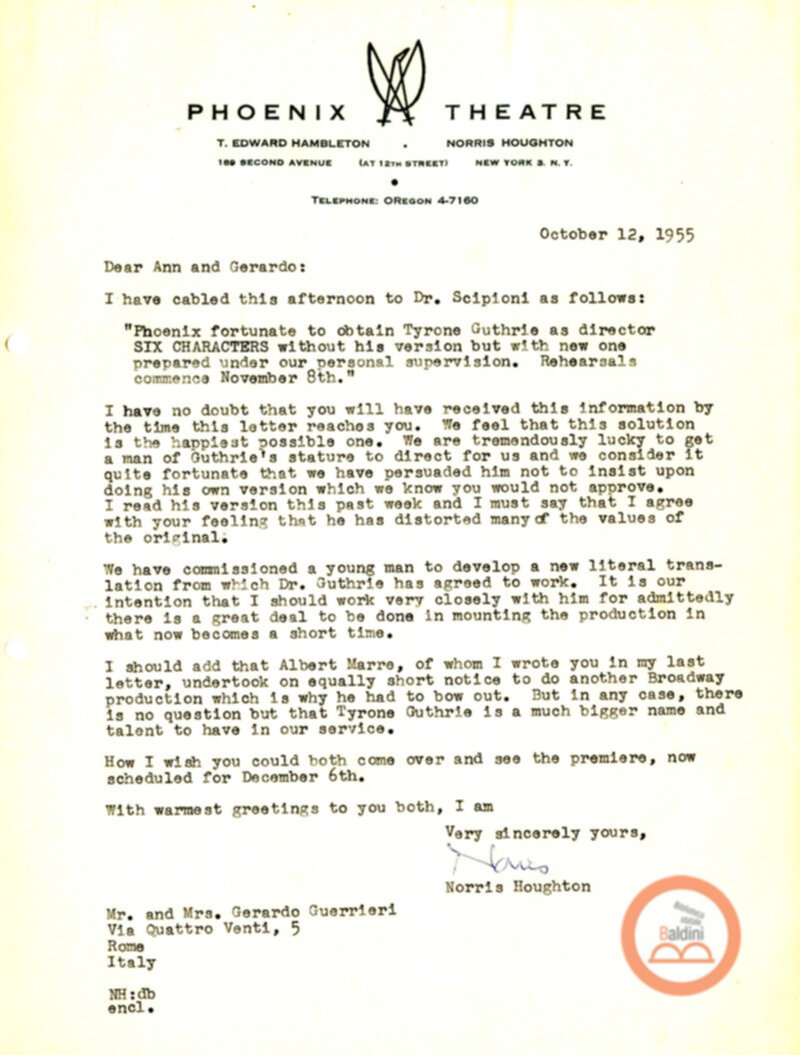 Corrispondenza con Houghton Norris