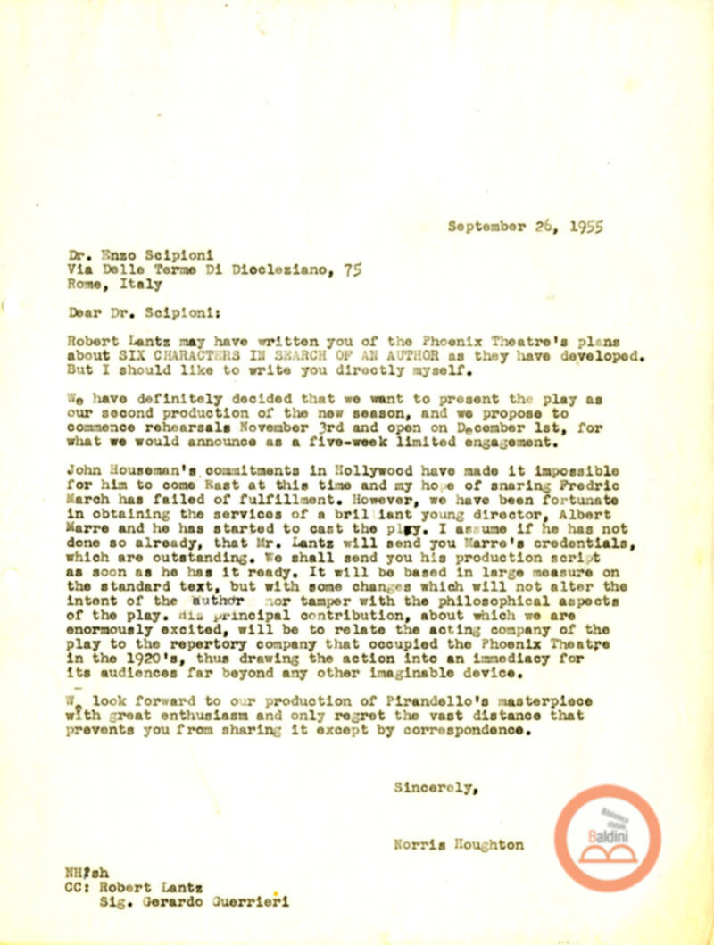 Corrispondenza con Houghton Norris