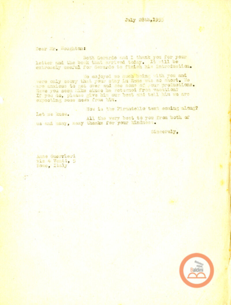 Corrispondenza con Houghton Norris