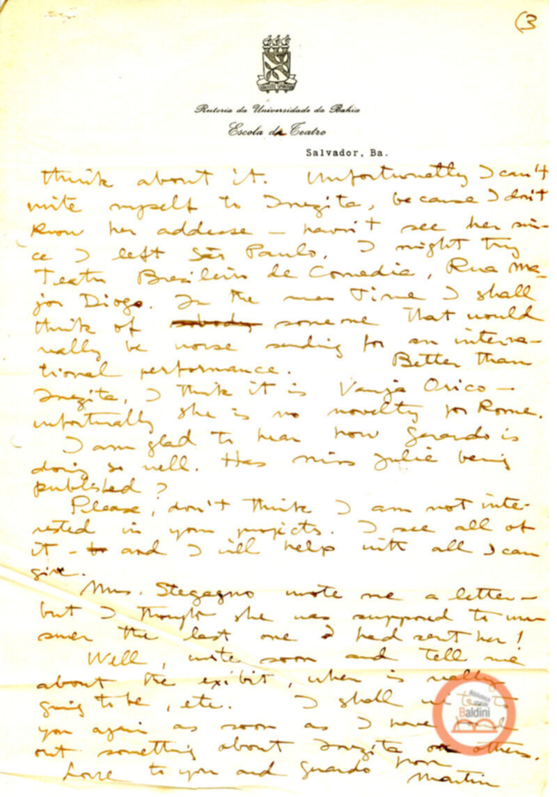 Corrispondenza con Martim Gonçalves