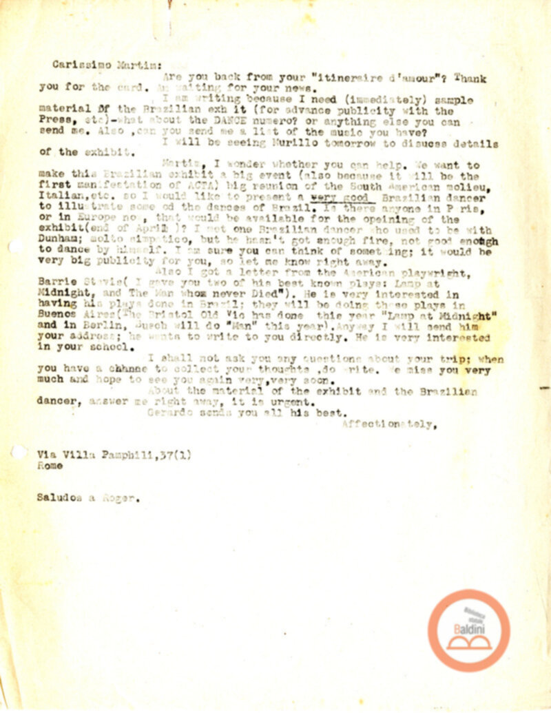 Corrispondenza con Martim Gonçalves