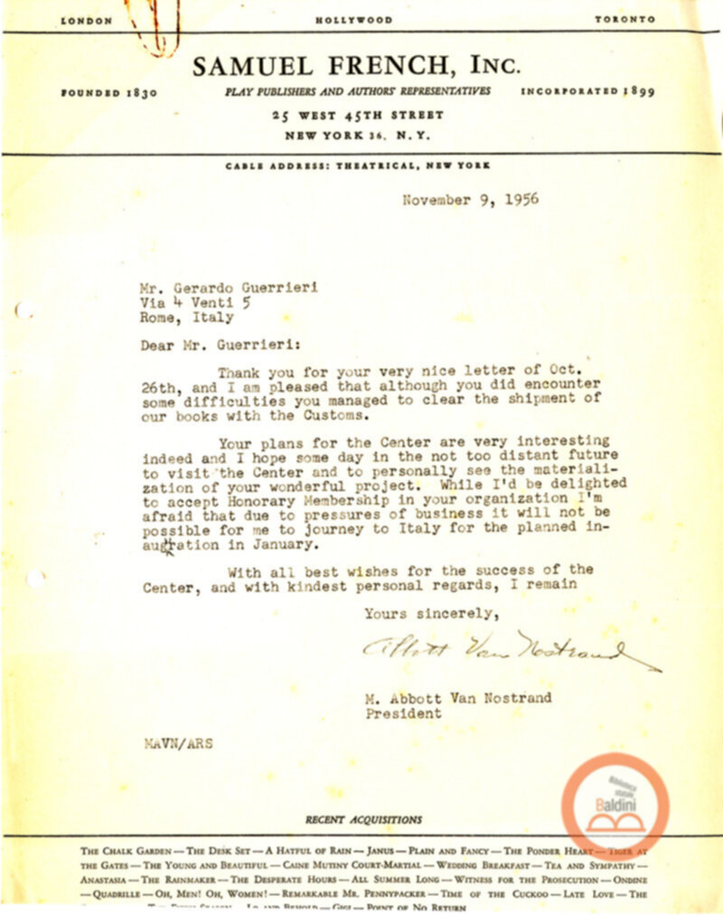 Corrispondenza con Abbott Van Nostrand