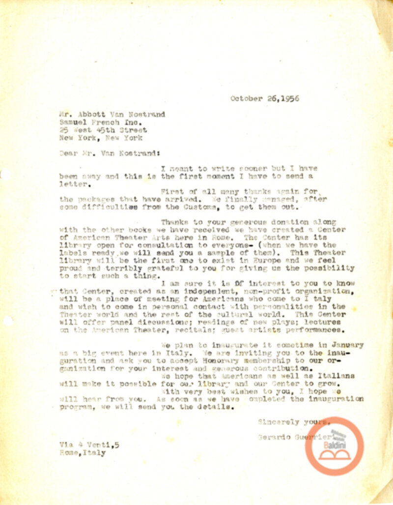 Corrispondenza con Abbott Van Nostrand