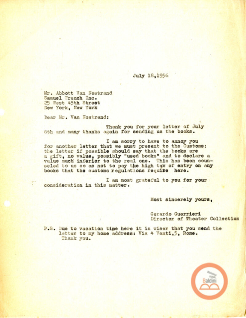 Corrispondenza con Abbott Van Nostrand