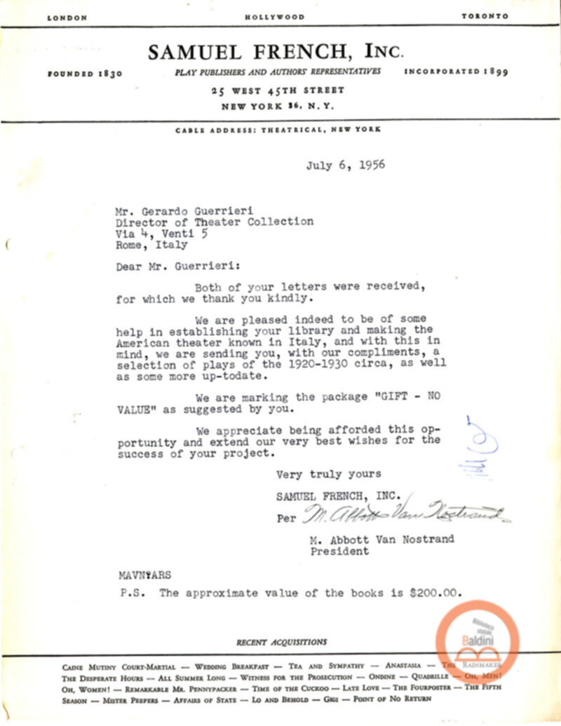 Corrispondenza con Abbott Van Nostrand