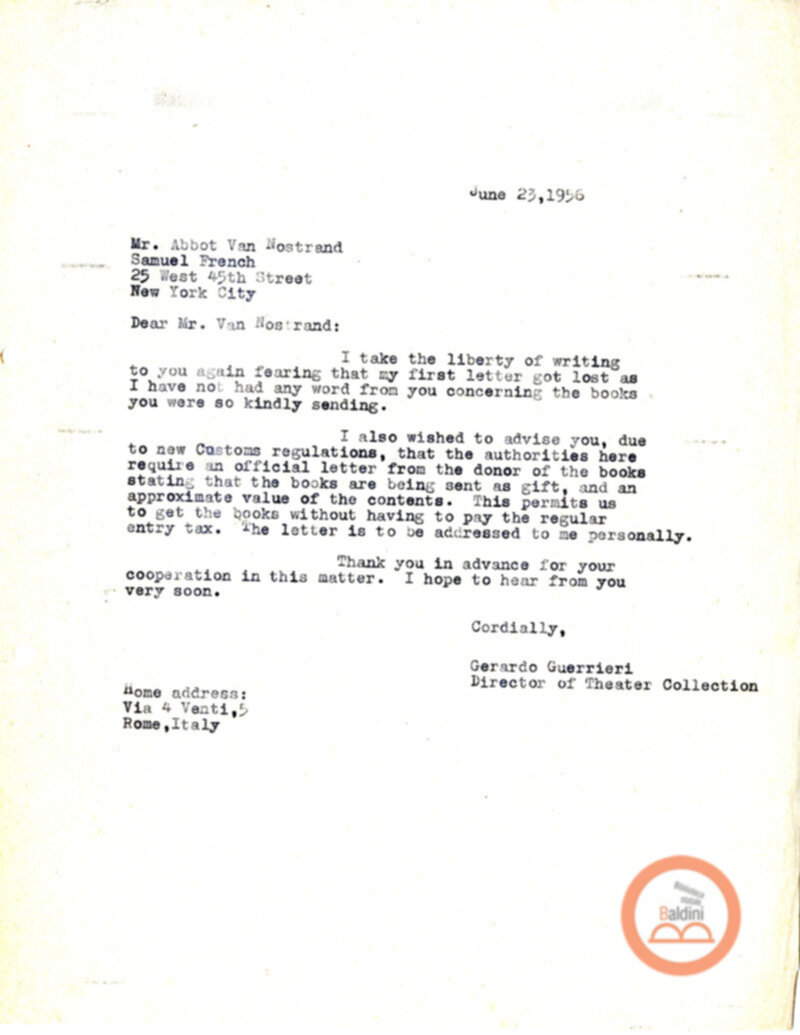 Corrispondenza con Abbott Van Nostrand