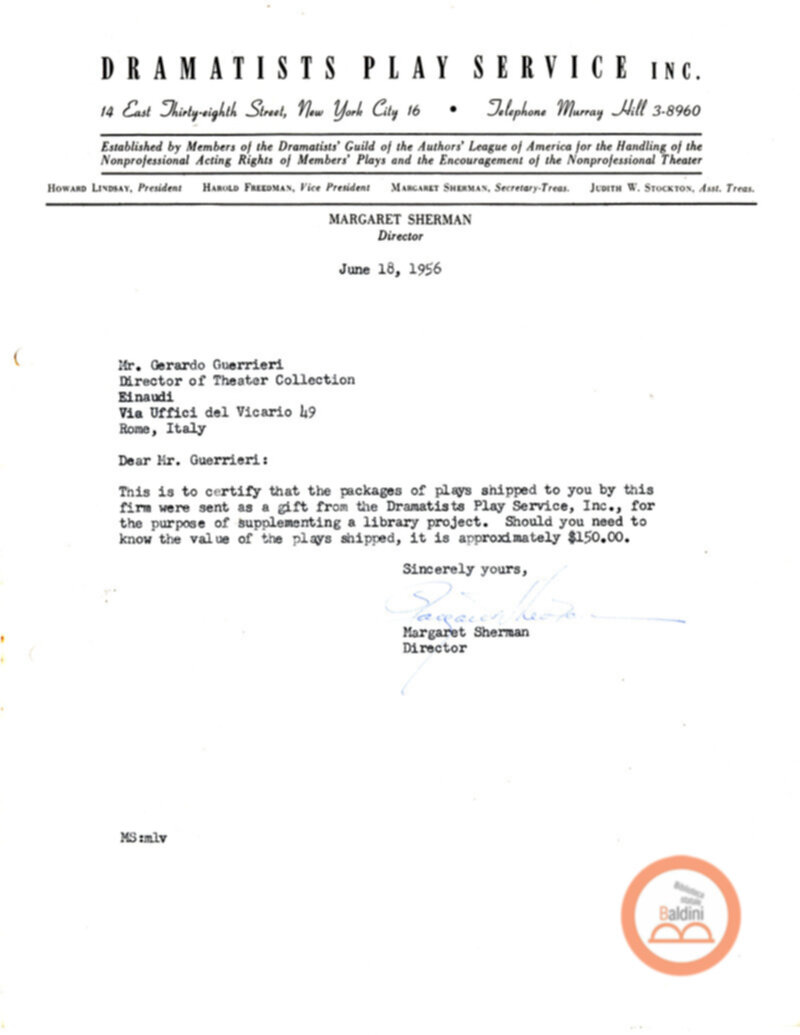 Corrispondenza con Margaret Sherman