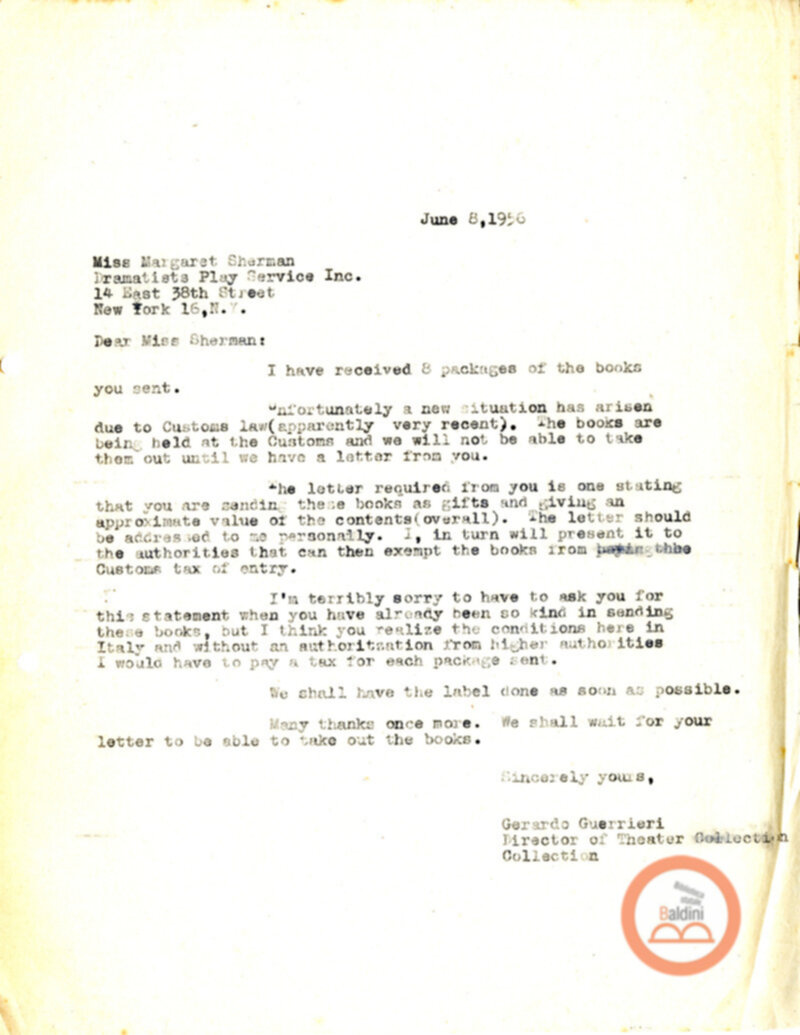 Corrispondenza con Margaret Sherman